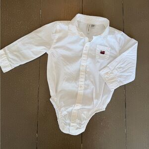 Janie and Jack Baby Boys’ Long-Sleeve Button Down Train Onesie • Size 12-18M